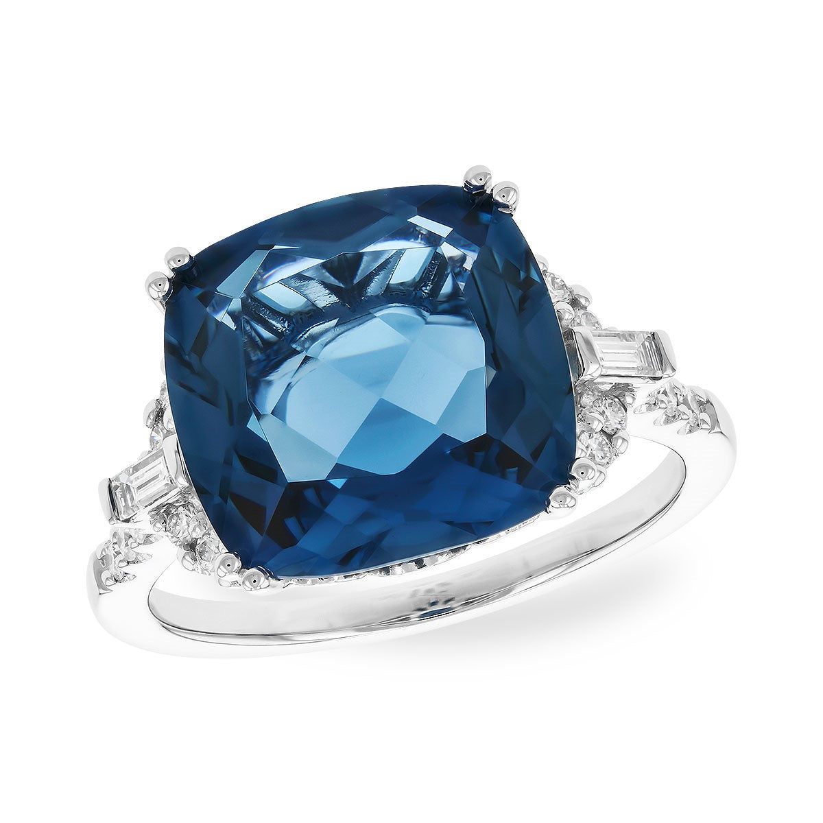 Allison Kaufman Co. 14 Karat Cushion Blue Topaz Gemstone Ring D5938