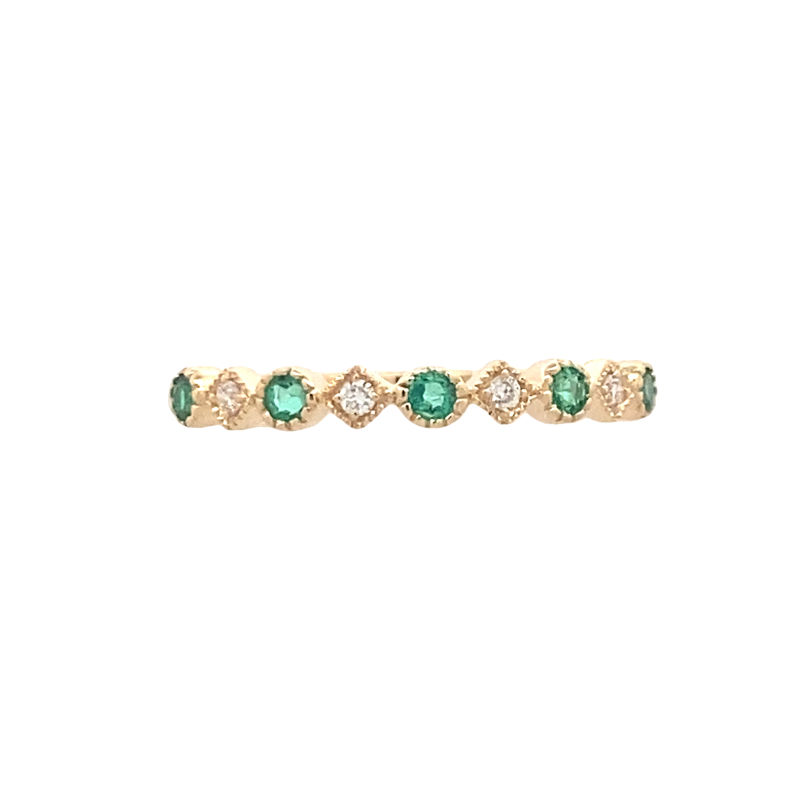Emerald and Diamond Stackable Ring in Yellow Gold