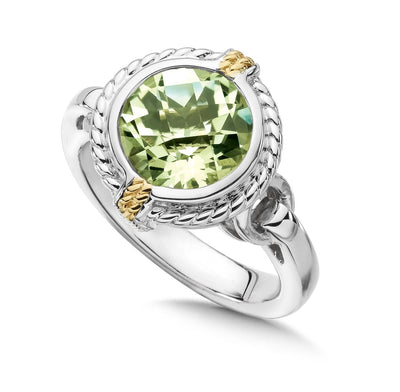 Green Amethyst Fashion Ring in Silver by Anatoli