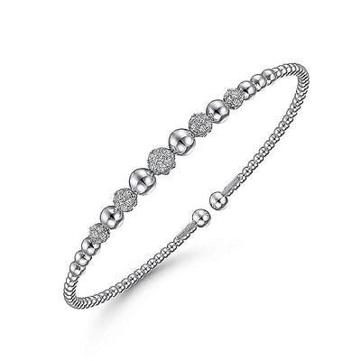 Five Diamond Cluster Bujukan Bangle in White Gold by Gabriel & Co.