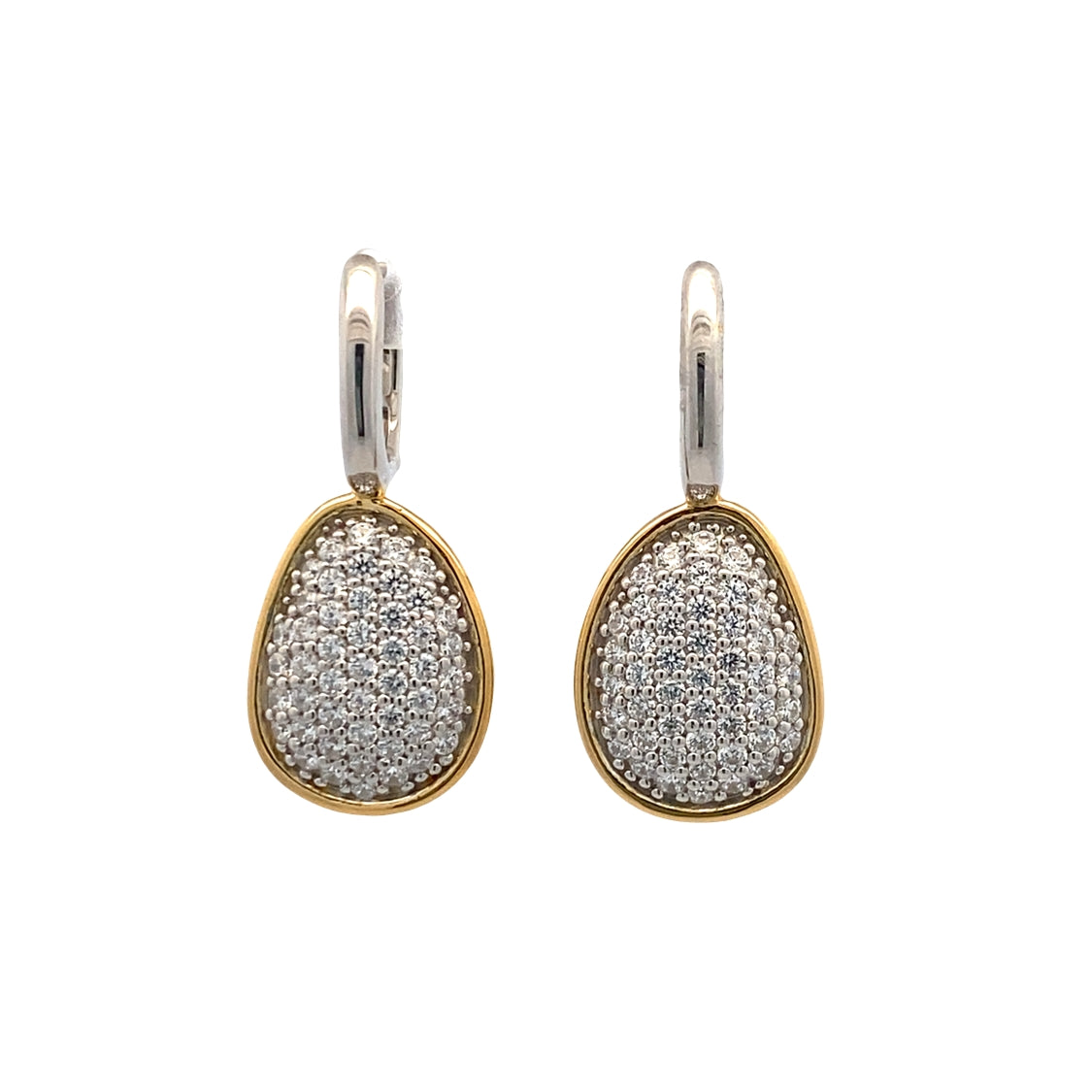 CZ Teardrop Earrings in Silver with Gold Plating by Ti Sento Milano