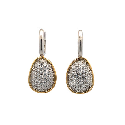 CZ Teardrop Earrings in Silver with Gold Plating by Ti Sento Milano