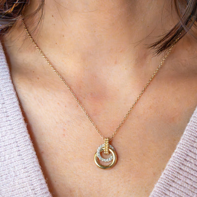 Diamond Interlocking Circle Pendant in Two-Tone Gold by Gabriel & Co.