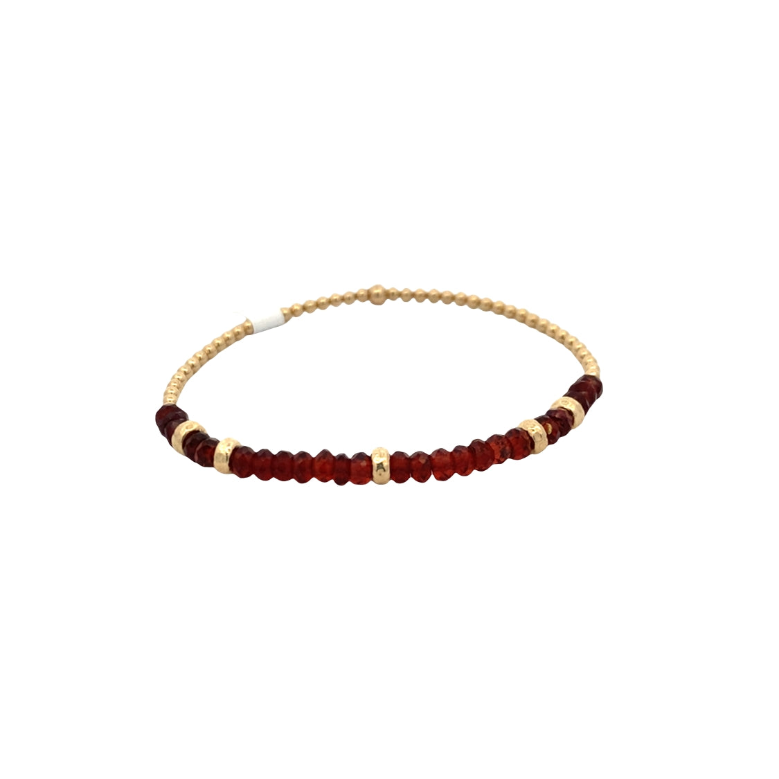 2mm Garnet and Rondelle Beaded Bracelet in Silver with Yellow Gold Plating by Karen Lazar