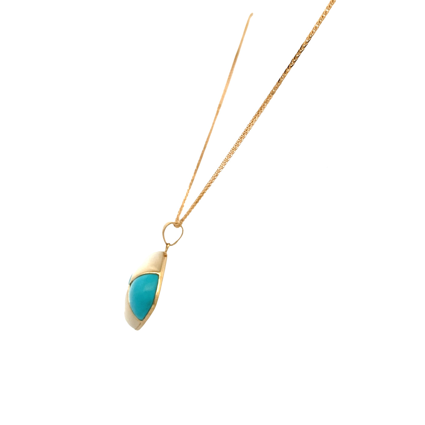 ESTATE MOP and Turquoise Pendant in Yellowo Gold