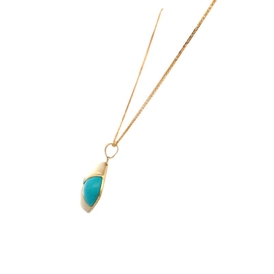 ESTATE MOP and Turquoise Pendant in Yellowo Gold
