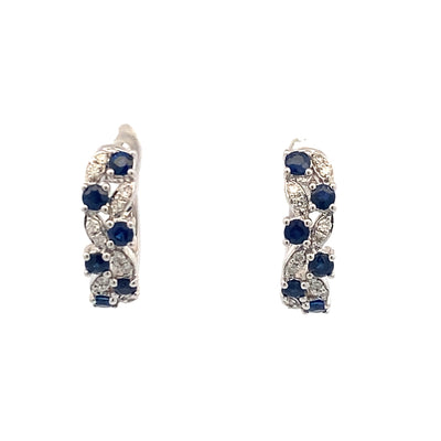 Sapphire and Diamond Huggies in White Gold by Fana