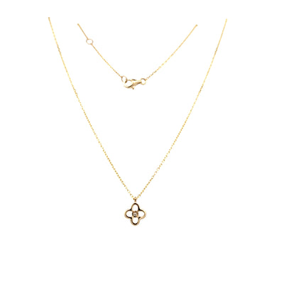 Delicate Diamond Clover Pendant in Yellow Gold with 18" Chain