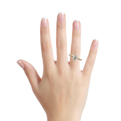 Oval Diamond Side Stone Engagement Ring in Two-Tone Gold by B&C