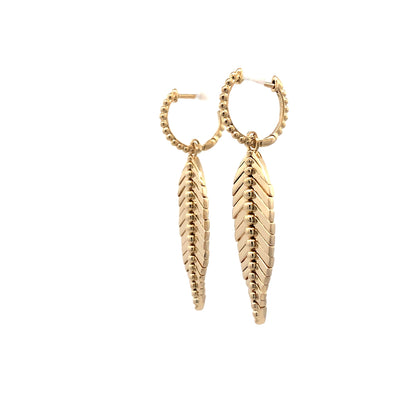 Bujukan Drop Leaf Huggie Earrings in Yellow Gold by Gabriel & Co.