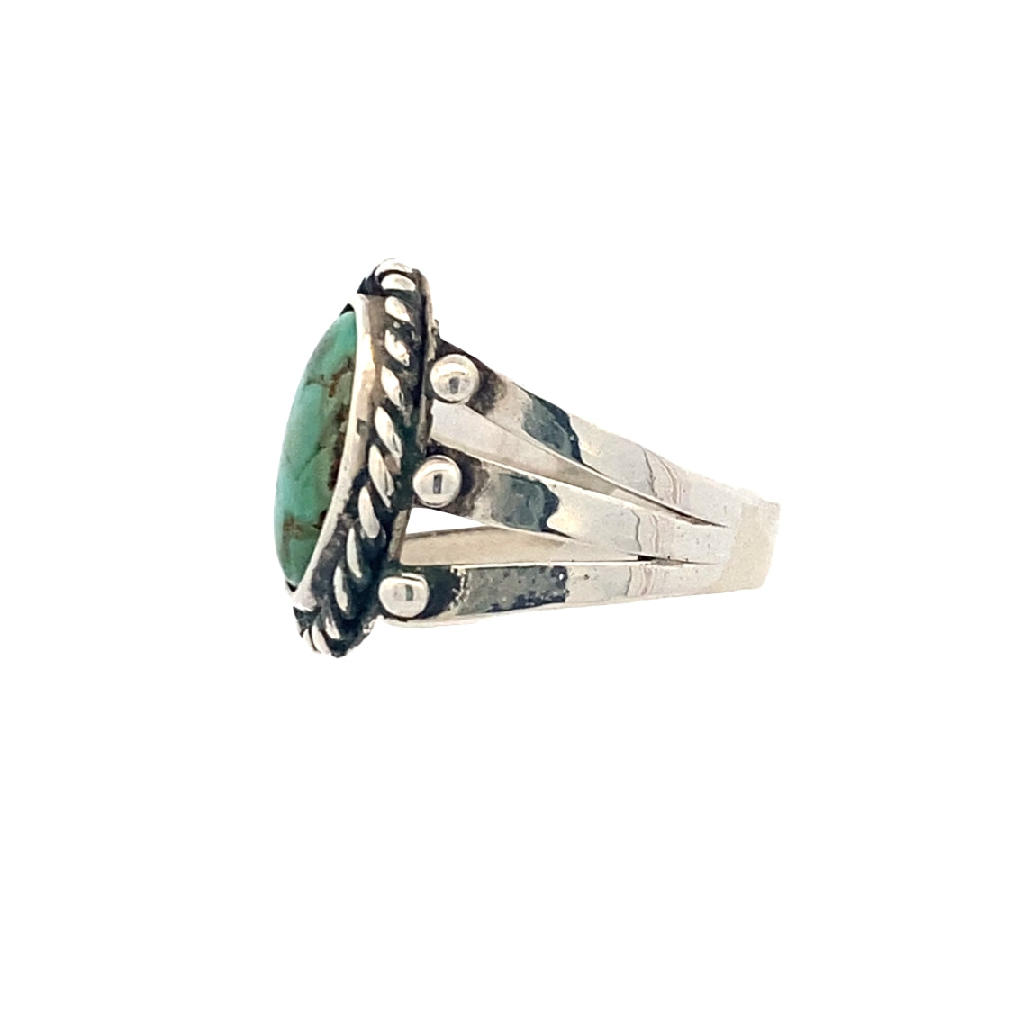 Estate Sterling Silver Oval Turquoise Ring