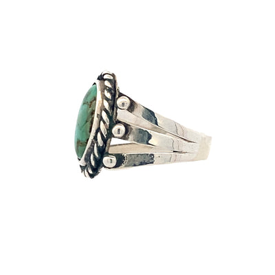 Estate Sterling Silver Oval Turquoise Ring