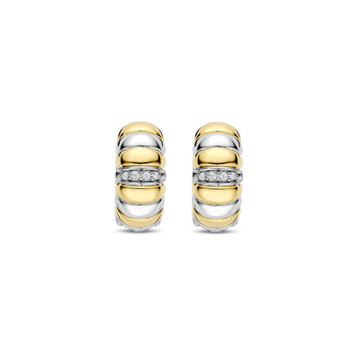 Hoop Earrings with Cubic Zirconiain in Silver and Gold Plating by Ti Sento Milano