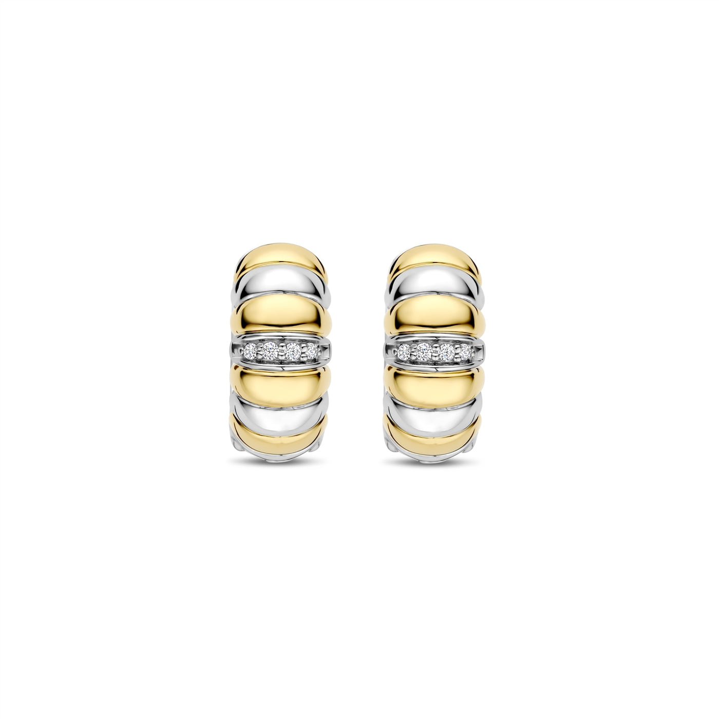 Hoop Earrings with Cubic Zirconiain in Silver and Gold Plating by Ti Sento Milano