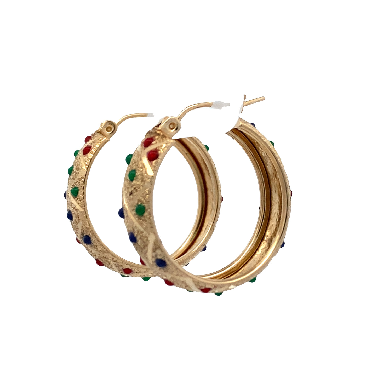 ESTATE Colored Diamond Hoops in Yellow Gold