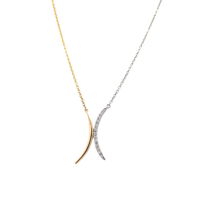 Diamond Curved Bar Necklace in Two-Tone GOld by Allison Kaufman