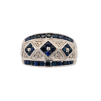 ESTATE Sapphire and Diamond Ring in White Gold