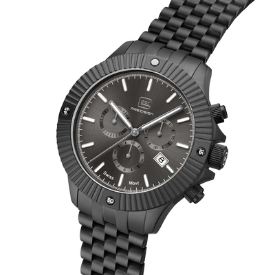 44mm Quartz Chronograph Black SS WR20 ATM by Glock Presision