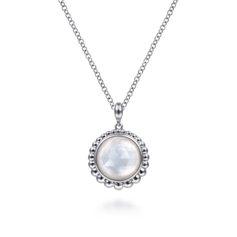Gabriel & Co. Silver Mother of Pearl Rock Crystal Necklace NK6541SVJXM