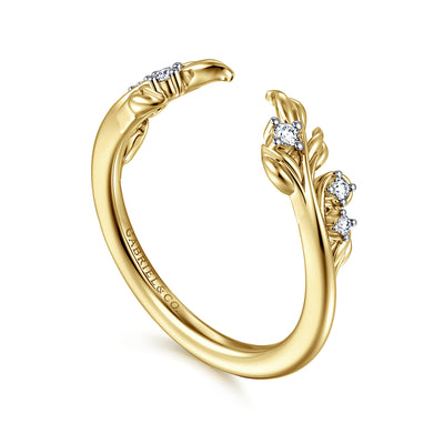 14K Yellow Gold .09CTW Diamond Open Floral Anniversary Band, Size 6.5 by Gabriel & Co.