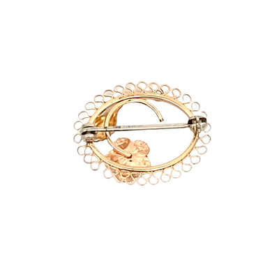 ESTATE Krementz Rose Pin in Two-Tone Gold