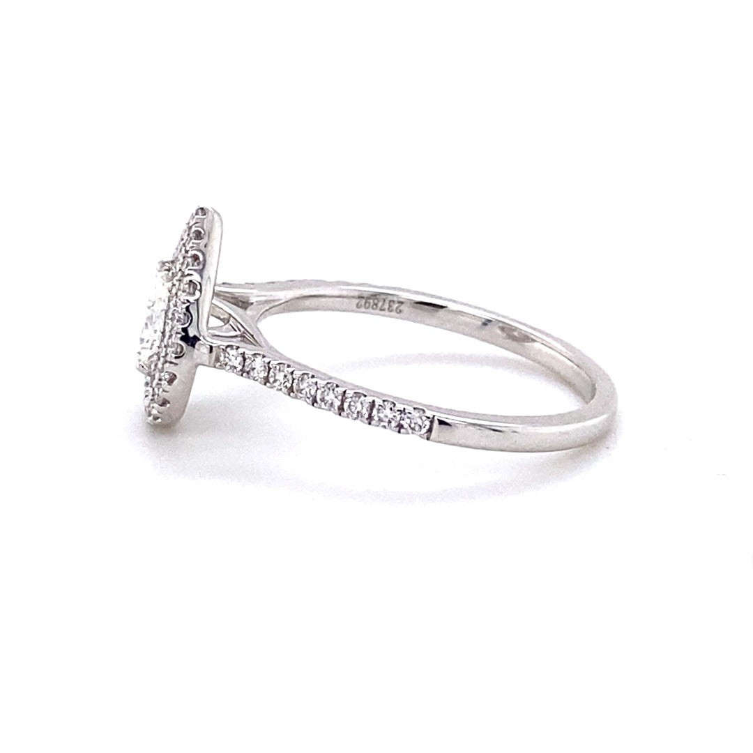 Pear Shape Diamond Halo Engagement Ring in White Gold by Zeghani