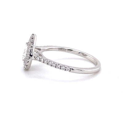 Pear Shape Diamond Halo Engagement Ring in White Gold by Zeghani