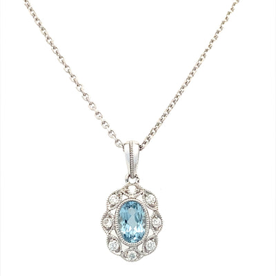 Aquamarine Drop Pendant in White Gold