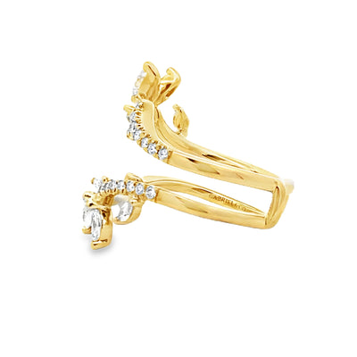 14K Yellow Gold Diamond Leaf Bypass Ring by Gabriel & Co.