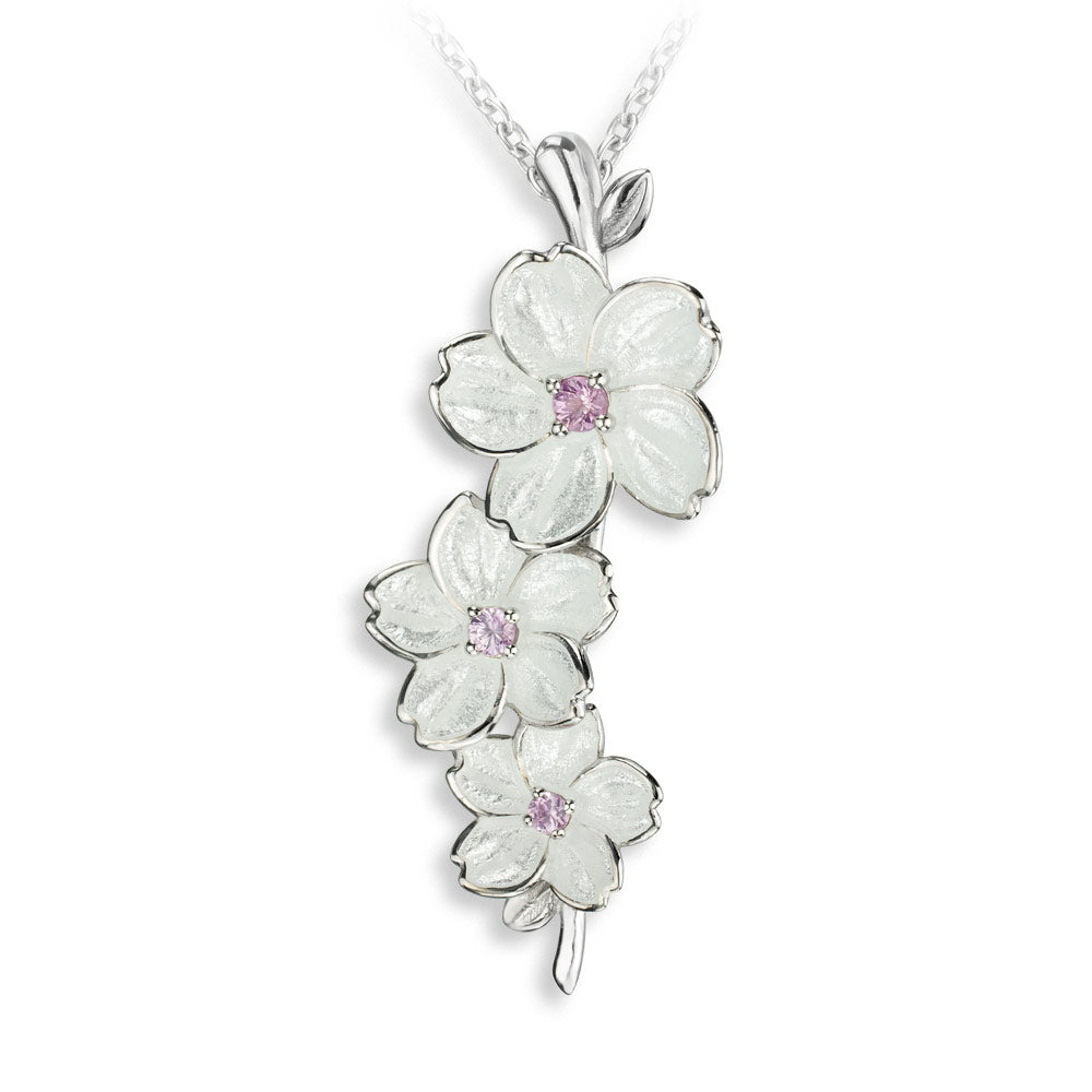 Nicole Barr Sterling Silver Enamel Cherry Blossom Pendants NN0499VA