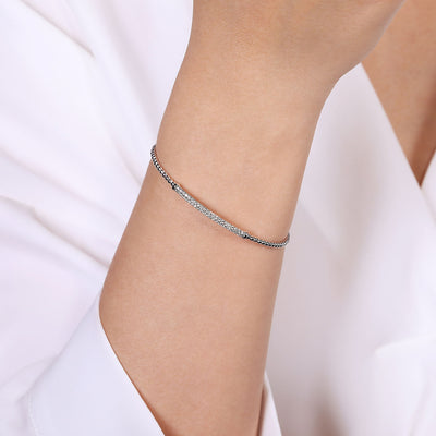 Two Row Diamond Bar Bracelet in White Gold by Gabriel & Co.
