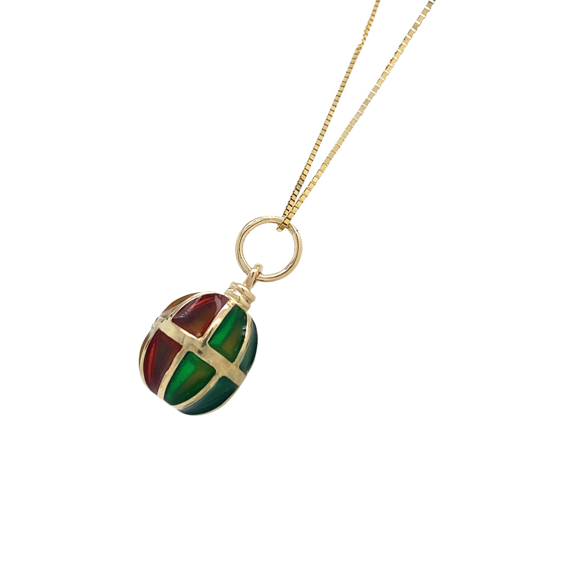 ESTATE Enamel Cage Pendant in Yellow Gold