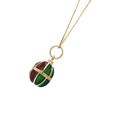 ESTATE Enamel Cage Pendant in Yellow Gold
