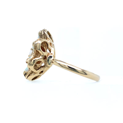 ESTATE Opal Floral Ring in Yellow Gold