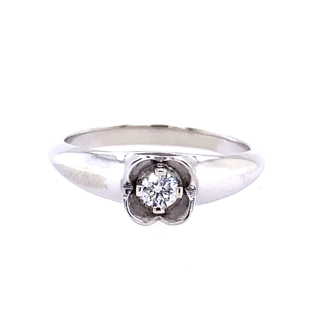 Diamond Round Solitaire Promise Ring in White Gold by B&C