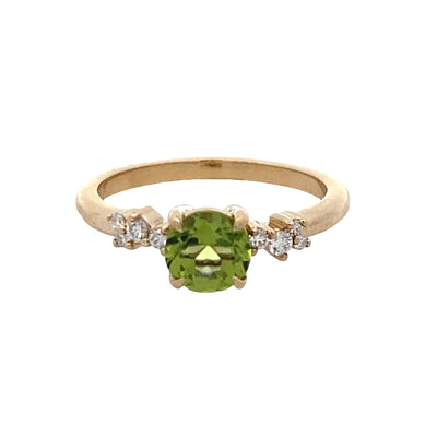 Peridot and Diamond Ring in Yellow Gold by B&C