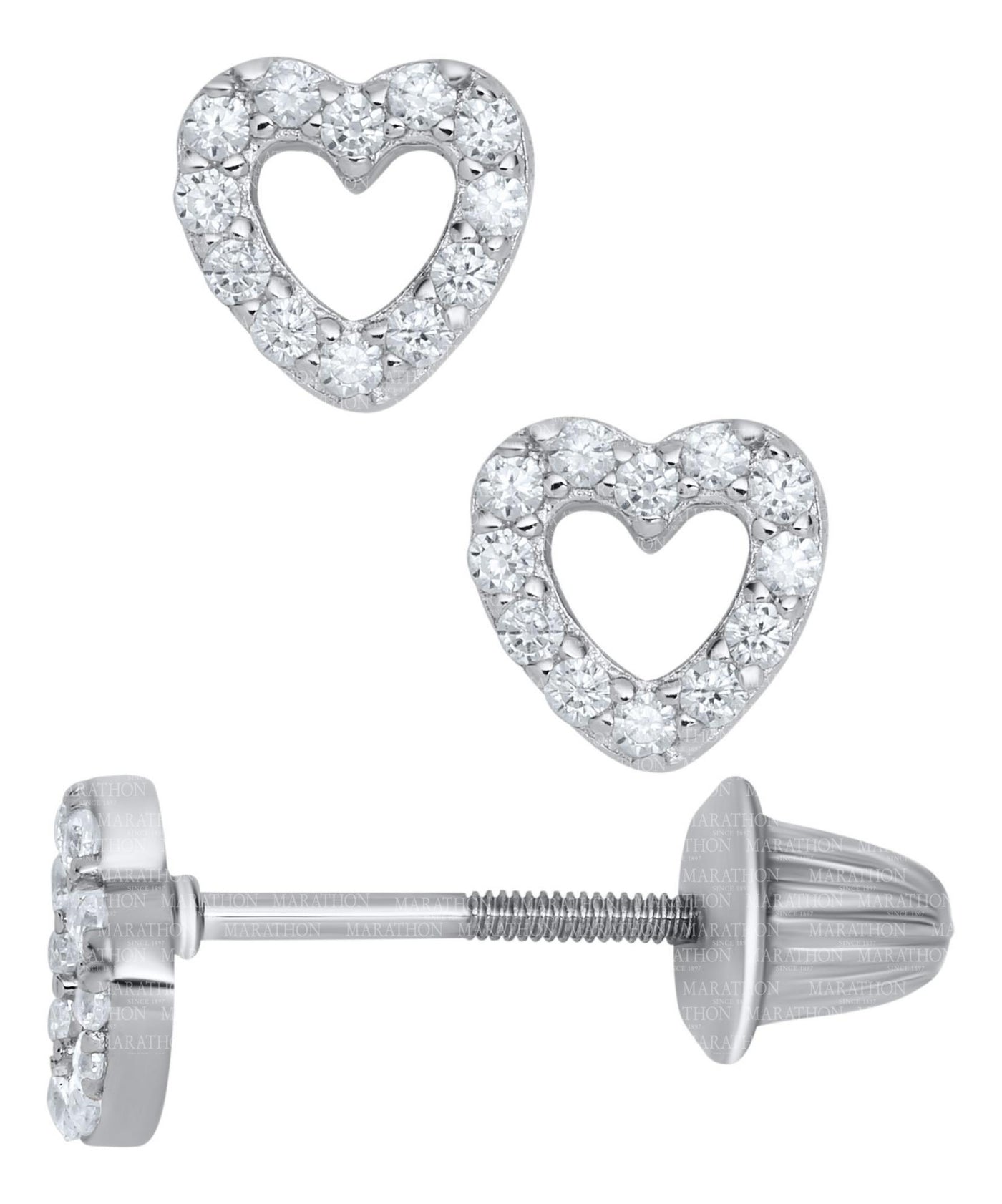 Sterling Silver CZ Open Heart Earrings ES387