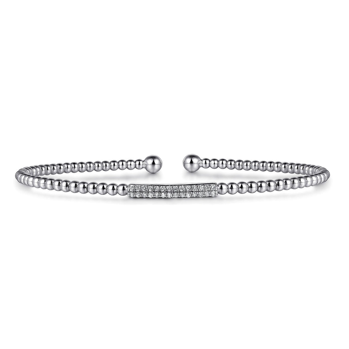 Two Row Diamond Bar Bangle in White Gold by Gabriel & Co.