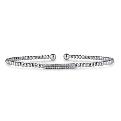 Two Row Diamond Bar Bangle in White Gold by Gabriel & Co.
