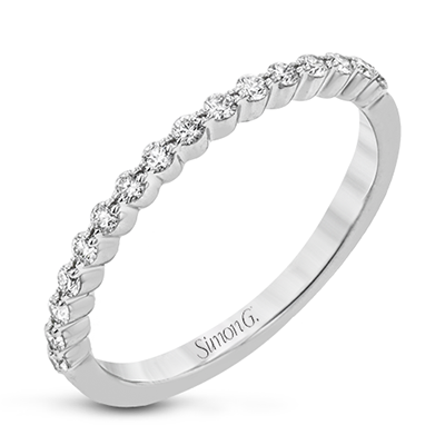 Simon G Jewelry 18 Karat White Gold Round Diamond Wedding Band - Lady's LR2569