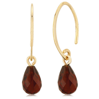 14 Karat Yellow Gold Garnet Briolette Gemstone Earrings 01/1085-09