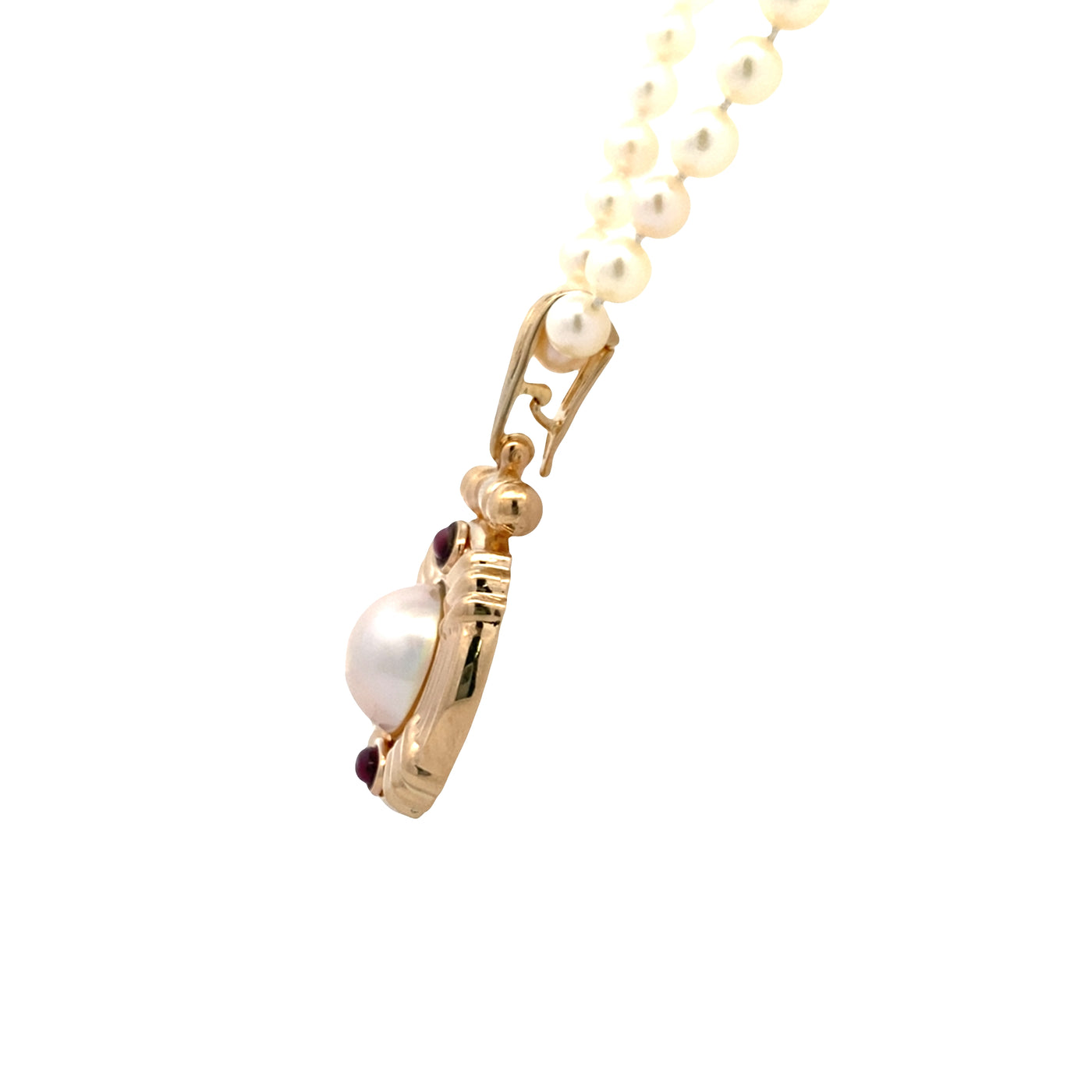 ESTATE Mabe Pearl and Ruby Enhancer in Yellow Gold