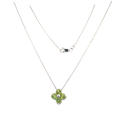 Peridot Cluster Pendant in White Gold by B&C