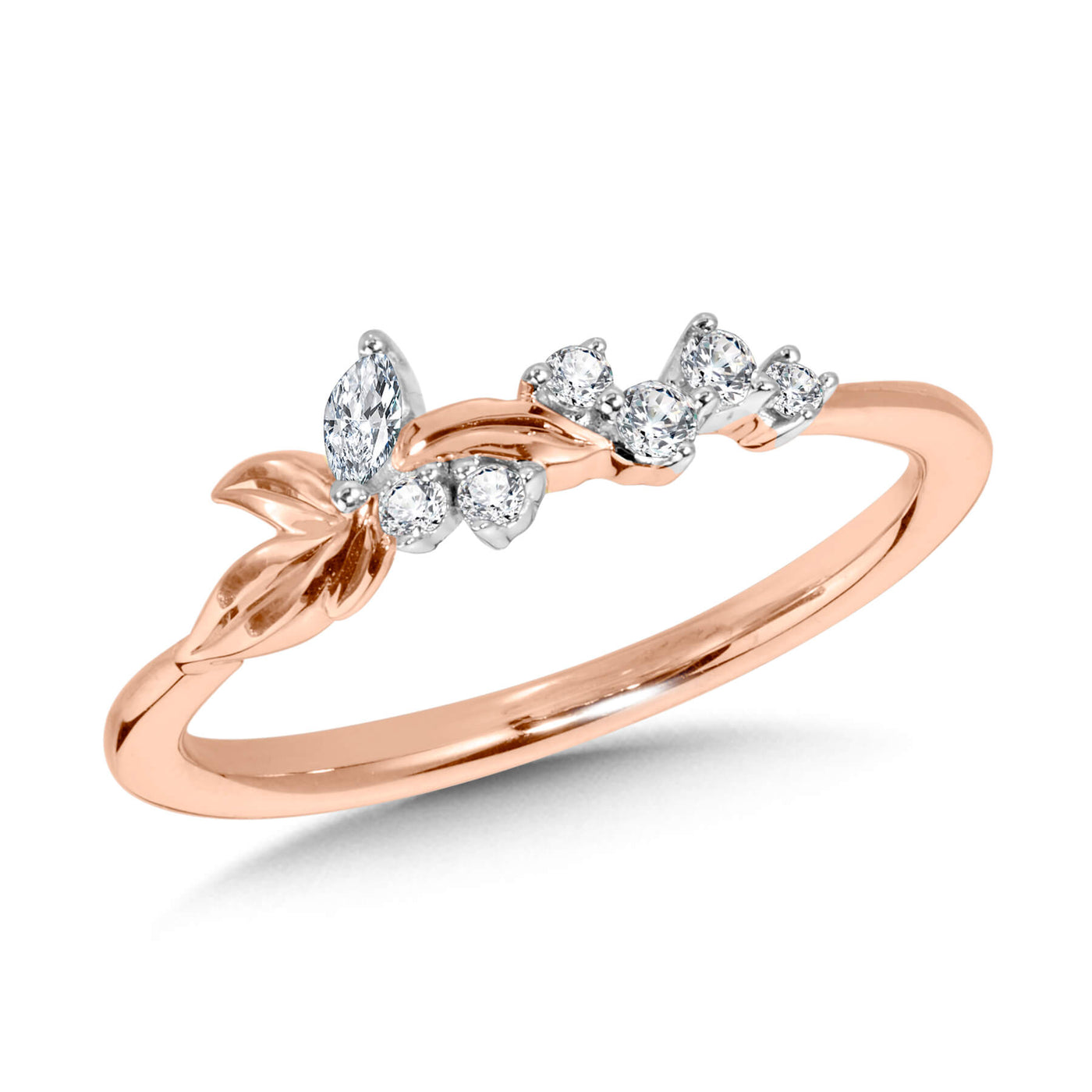 10 Karat Floral Style Diamond Leaf Ring - Lady's cDD3510-1P
