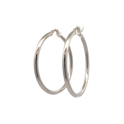 Large Tube Hoops in Silver