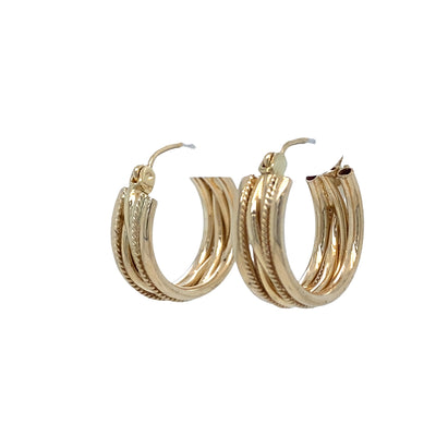 ESTATE Textured Huggies in Yellow Gold