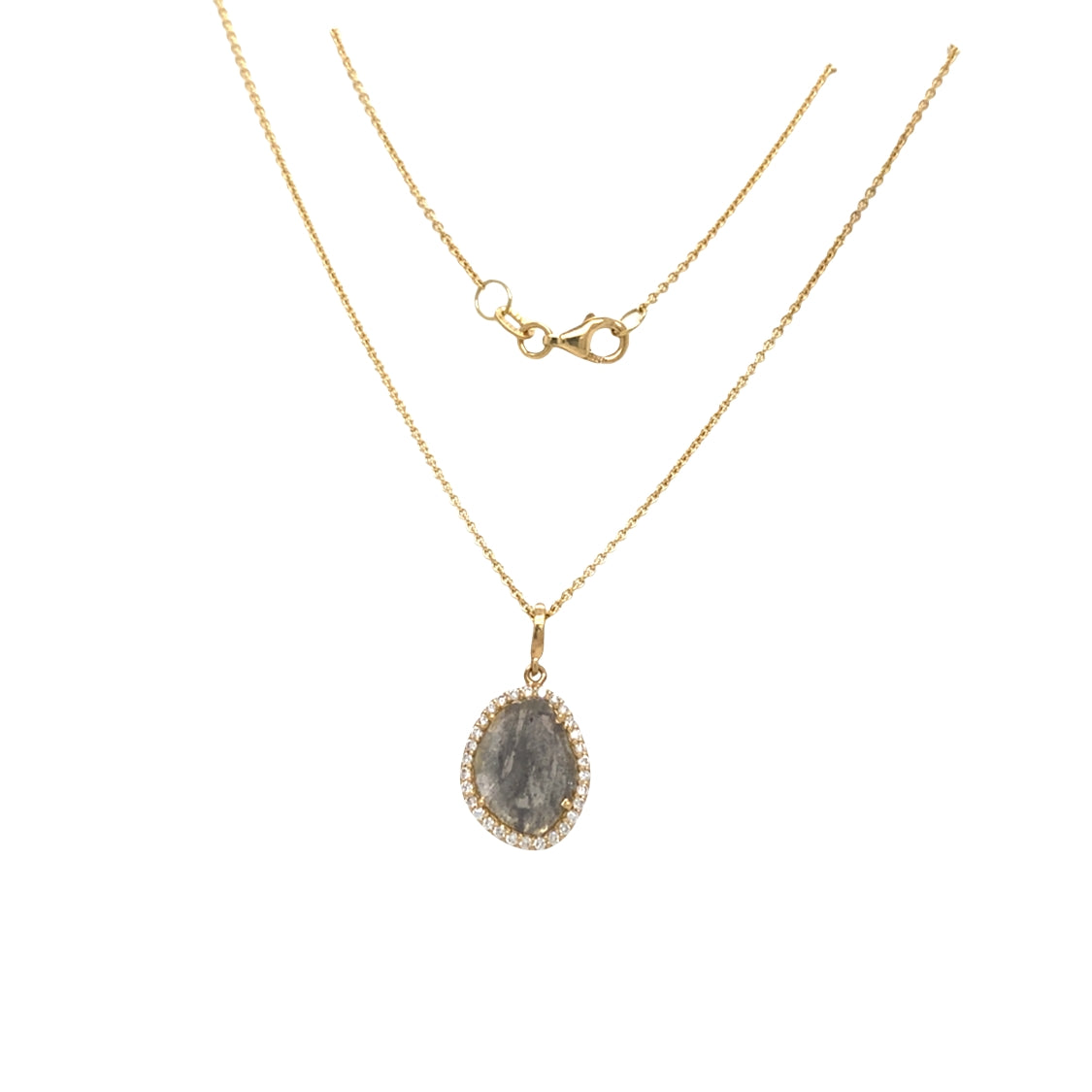 Diamond Slice Halo Pendant in Yellow Gold