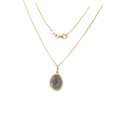 Diamond Slice Halo Pendant in Yellow Gold