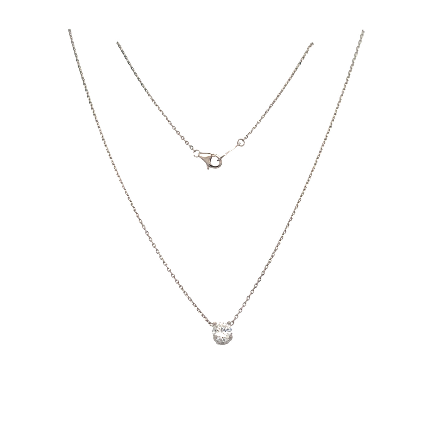 Diamond Solitaire Necklace in White Gold by B&C