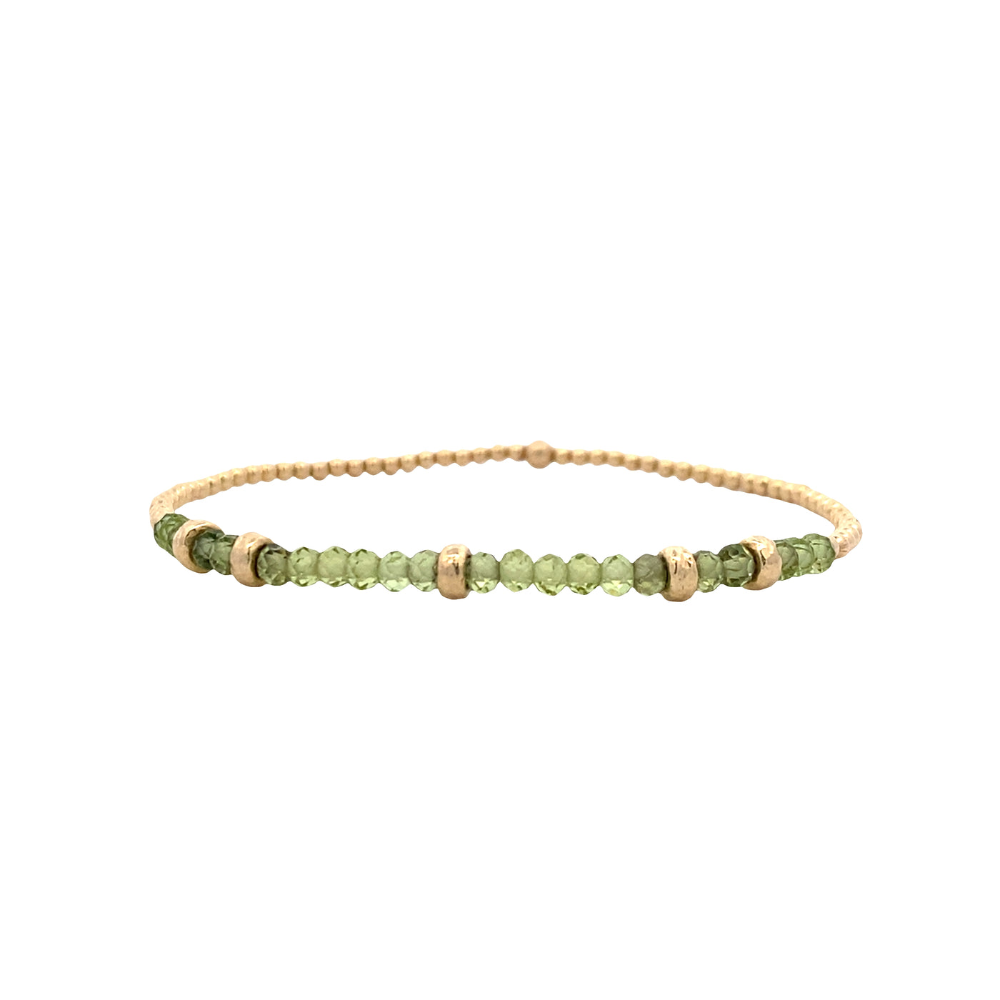 2mm Yellow Gold Peridot Beaded Bracelet
